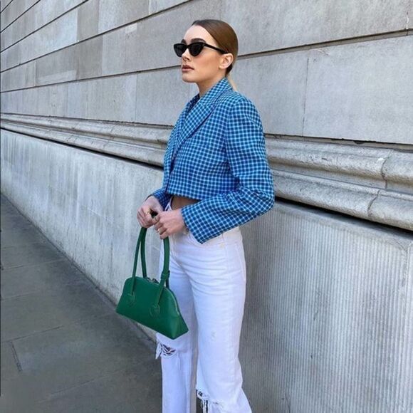 Set ZARA Blazer Cropped Skirt Plaid Bloggers - Picture 3 of 8